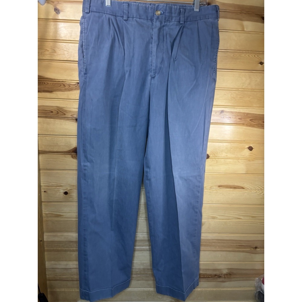 Bills Khakis Men's M2 Pleated Front Pants Size 35x30 Made In USA Blue Cotton